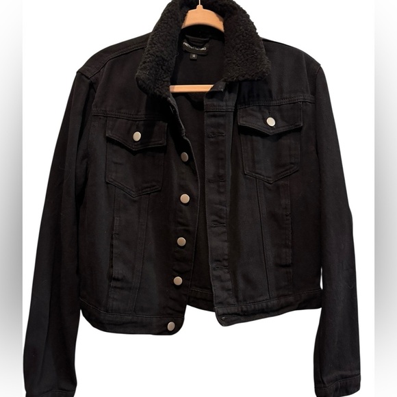 PrettyLittleThing Jackets & Blazers - PrettyLittleThing Black Jean Jacket with Sherpa Collar